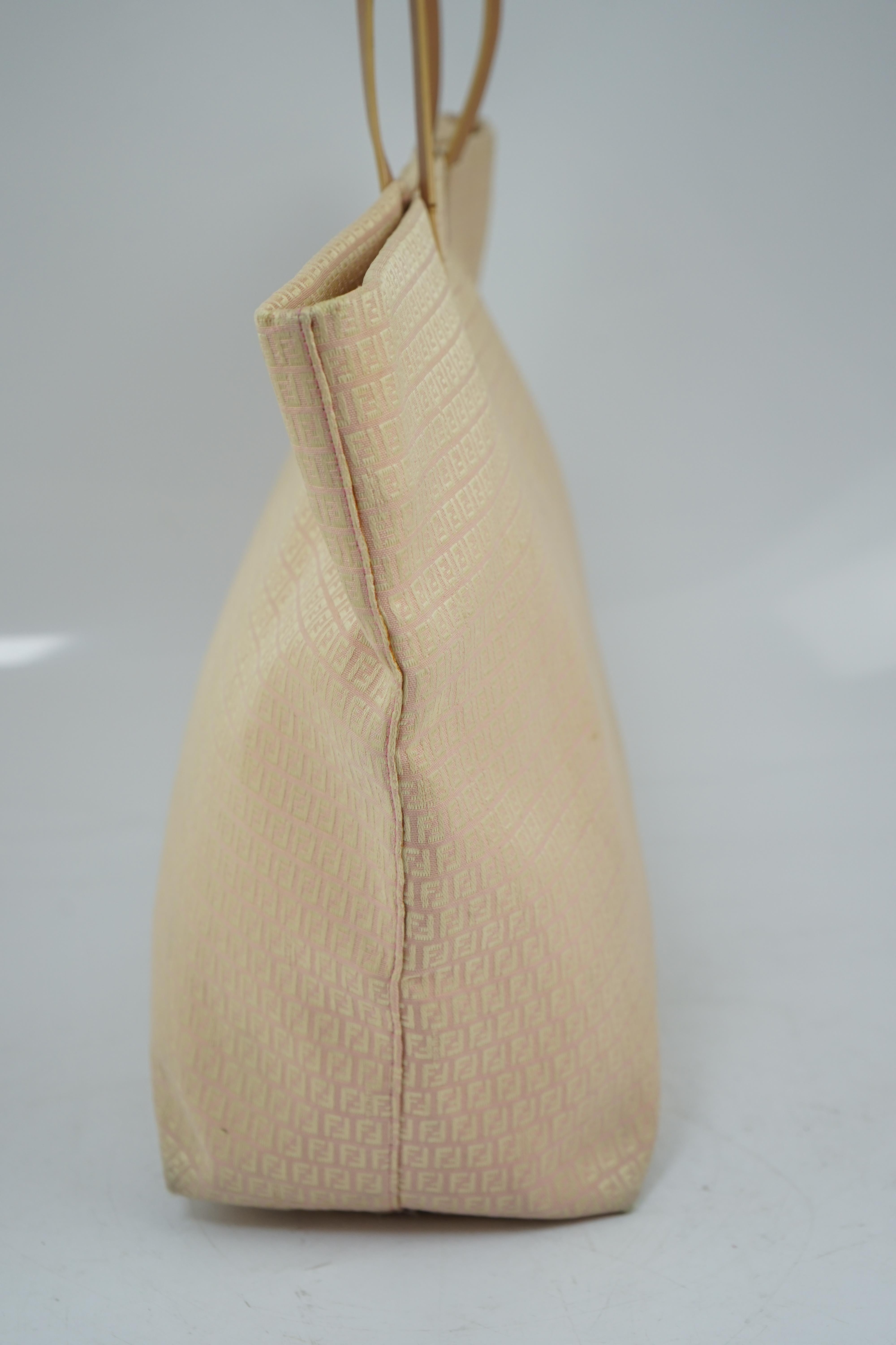 A Fendi Zucchino canvas tote bag in pink beige